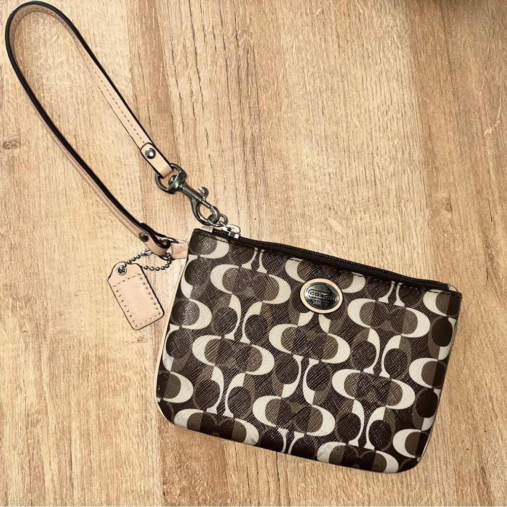 Coach Brown Signature Wristlet